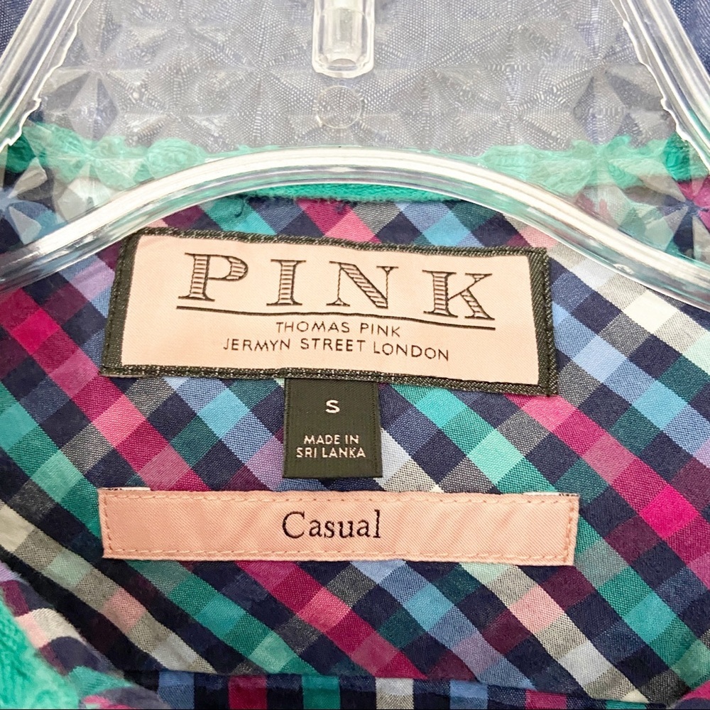 Thomas Pink Casual Multicolored Check Gingham Button Down Shirt Size Small S - Picture 4 of 6